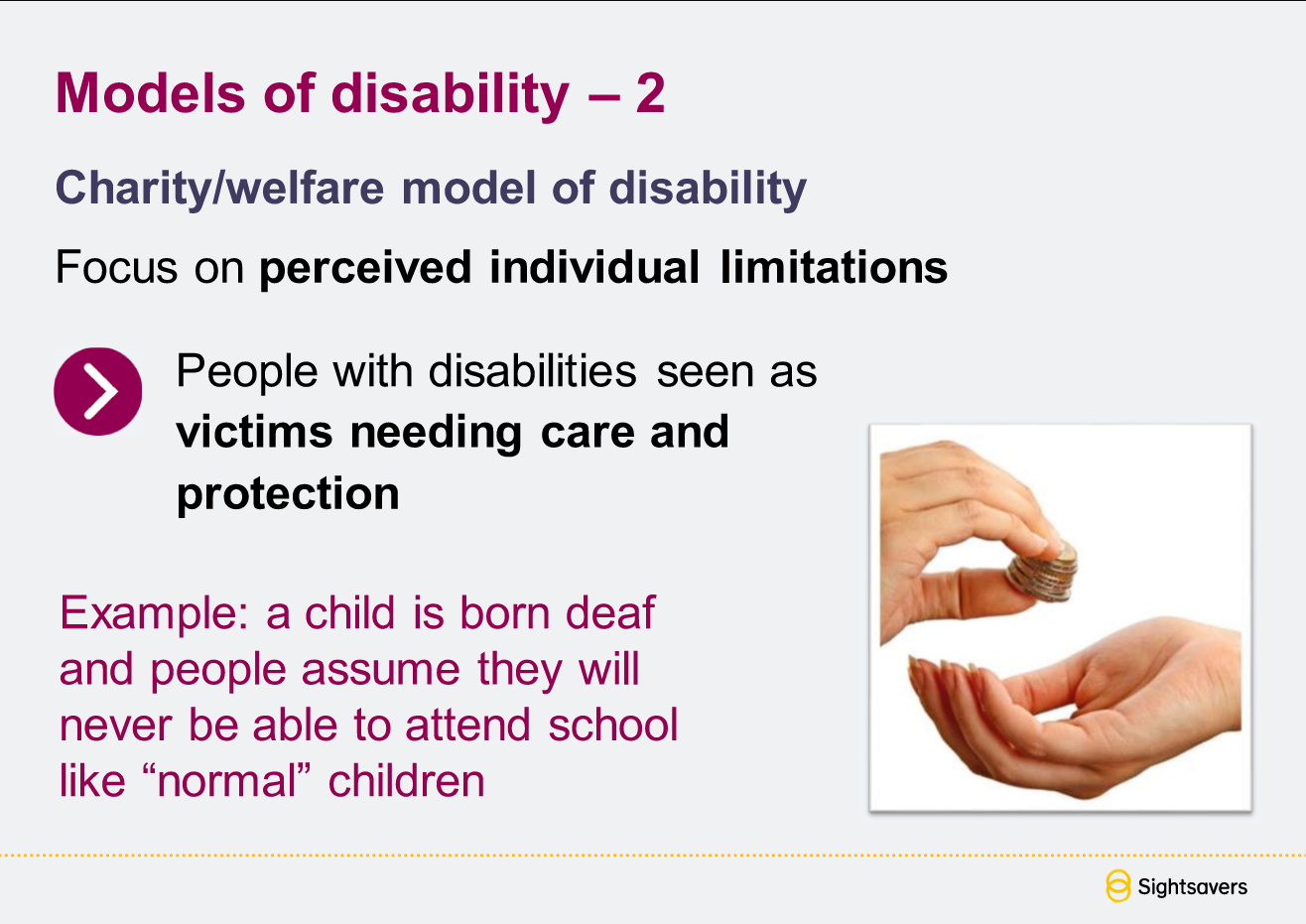 charity/welfare model presentation screenshot